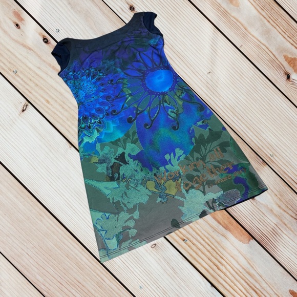 Desigual M blue/green walking all Together is more easy dress - Picture 2 of 14